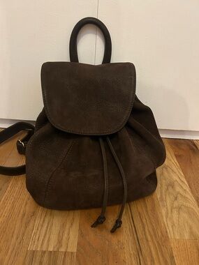 COACH Vintage Brown Suede Leather Drawstring Backpack Italian Y2K